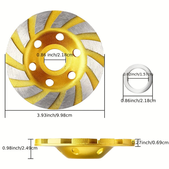 FixPivot 4" Turbo Diamond Grinding Cup Wheel - Heavy Duty, 12 Segments